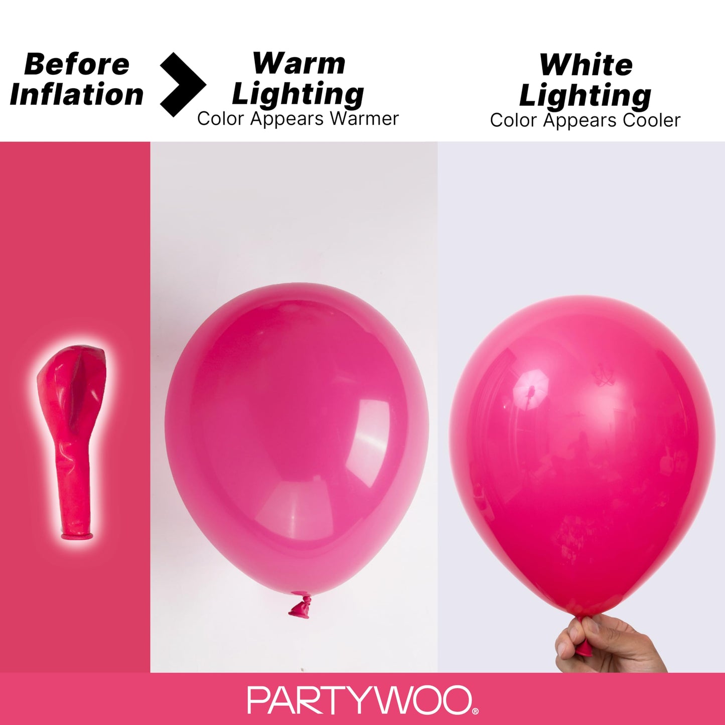 PartyWoo Hot Pink Balloons 123 pcs Different Sizes of 18 12 10 5 Inch Magenta Fuchsia Balloon Arch Kit Garland for Baby Shower Wedding Bridal Shower Anniversary Birthday Party Decorations Pink-Y12