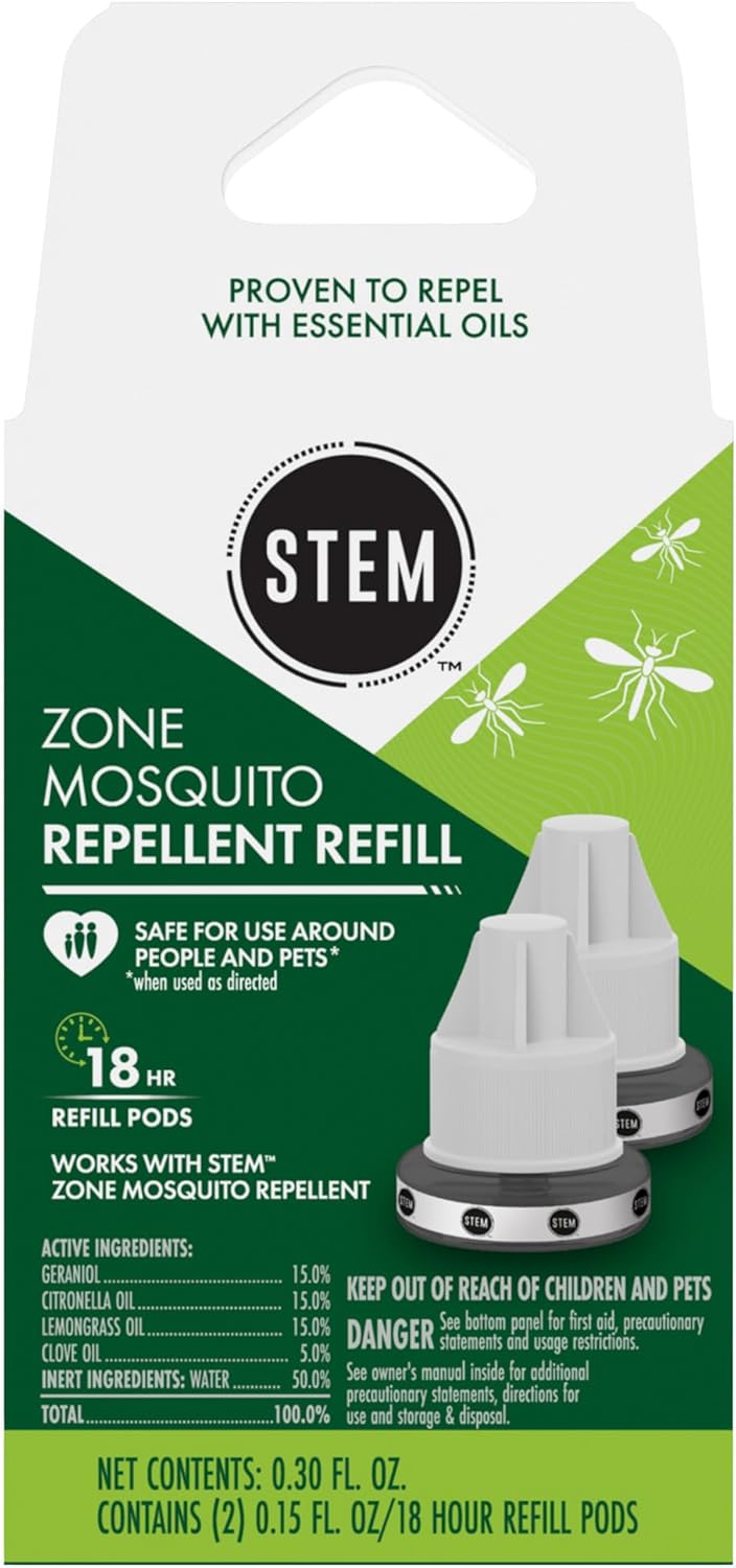 STEM Zone Mosquito Repellent Refill Pods - Easy Outdoor Insect Protection with Essential Oils | 2 Count