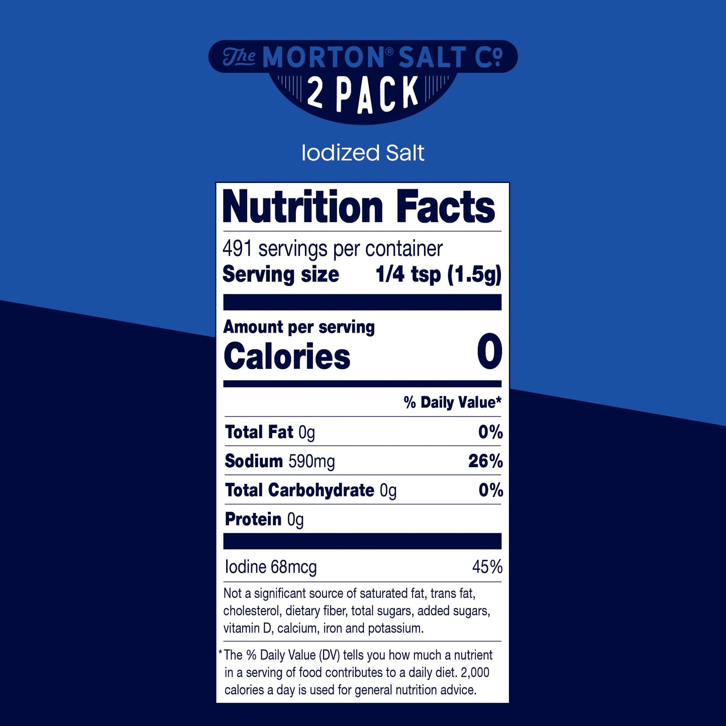 Morton Iodized Salt, All-Purpose, (26 oz), 2-Pack - All-Purpose, Perfect for Cooking & Table Use