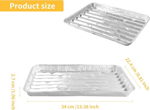 Aluminum Broiler Pan 25 Pack - 13 x 9 x 1 Inch Disposable Foil Baking Sheets for Oven & BBQ
