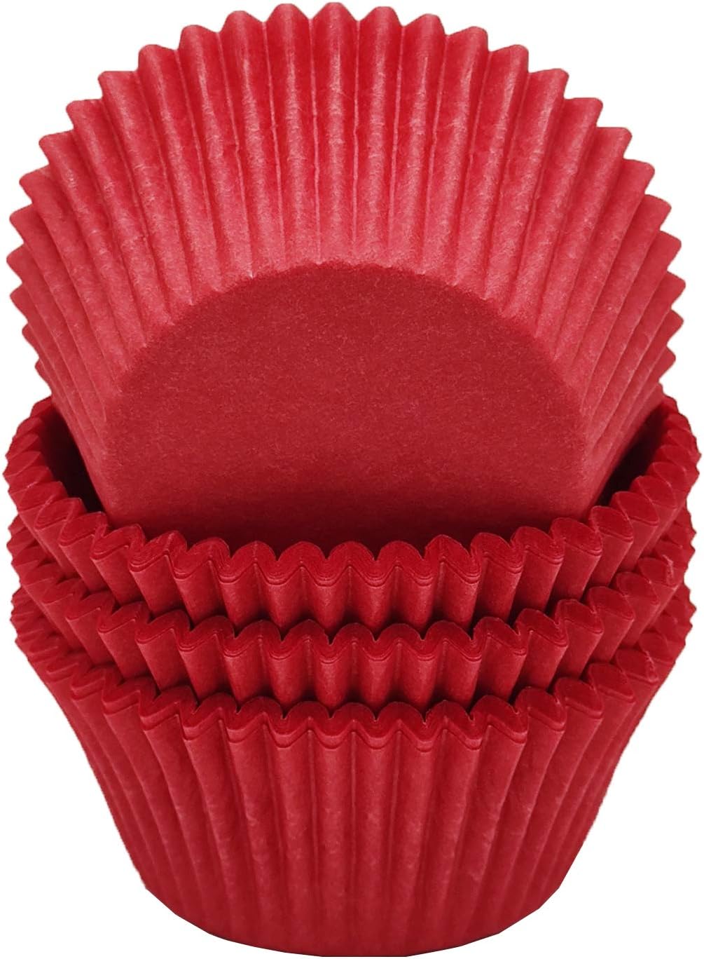 Premium Red Greaseproof Cupcake Liners - Standard Size Muffin Baking Cups, 100-Count