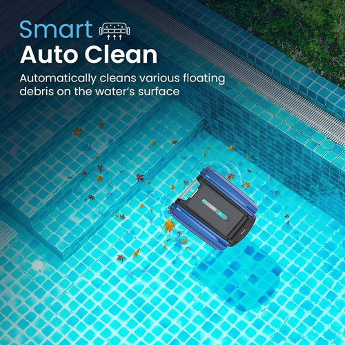 Betta SE Solar Powered Robotic Pool Skimmer - 24/7 Cleaning with Twin Motors | Blue