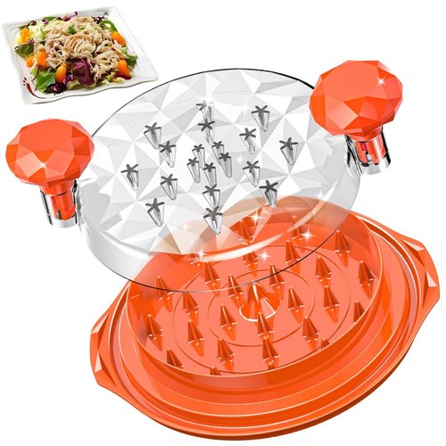 Chicken Shredder Large Chicken Breast Shredder Tool Twist with Brush, Eco Friendly, Visible Meat Shredder, Anti-Slip Strip, Ergonomic Handle, BPA Free, Suitable for Chicken Beef (Orange)