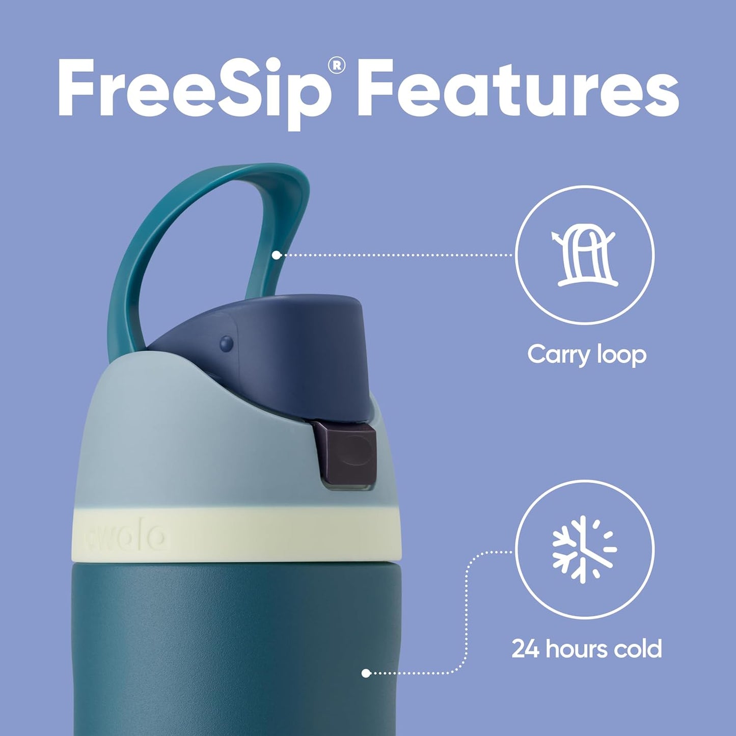 Owala FreeSip Insulated Stainless Steel Water Bottle - BPA-Free, 24 Oz, Denim | Perfect for Travel
