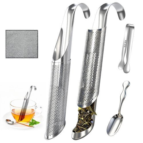 2 Pcs Tea Infuser, Tea Diffusers for Loose Tea with Teaspoon Tea-tweezers Steel Wire Cloth, for All Kinds of Tea
