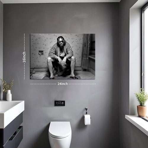Funny Bathroom Wall Decor | 90s Movie Posters Black and White Art - Humorous Toilet Signs 16x24 in