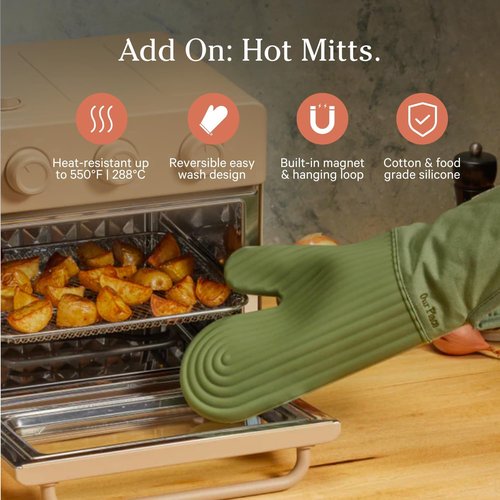 Hot Mitts - Premium Silicone & Cotton Twill Oven Mitts | Heat Resistant Up to 550°F | Set of 2, Blue Salt