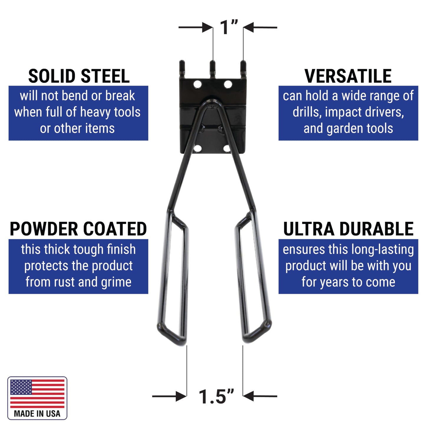 Victory Display Heavy Duty Garage Hooks | for Tools, Ladders, Garden Equipment | Fits Pegboard & Slatwall | Storage Hook for Hanging | Shed Wall Organizer for Tool Rack, Garage Wall Hangers | 3-Pack