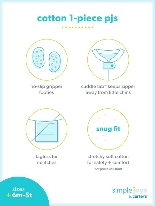 Carter's Baby Boys' Snug Fit Cotton Pajamas - 3-Pack Footed Sleepwear Set