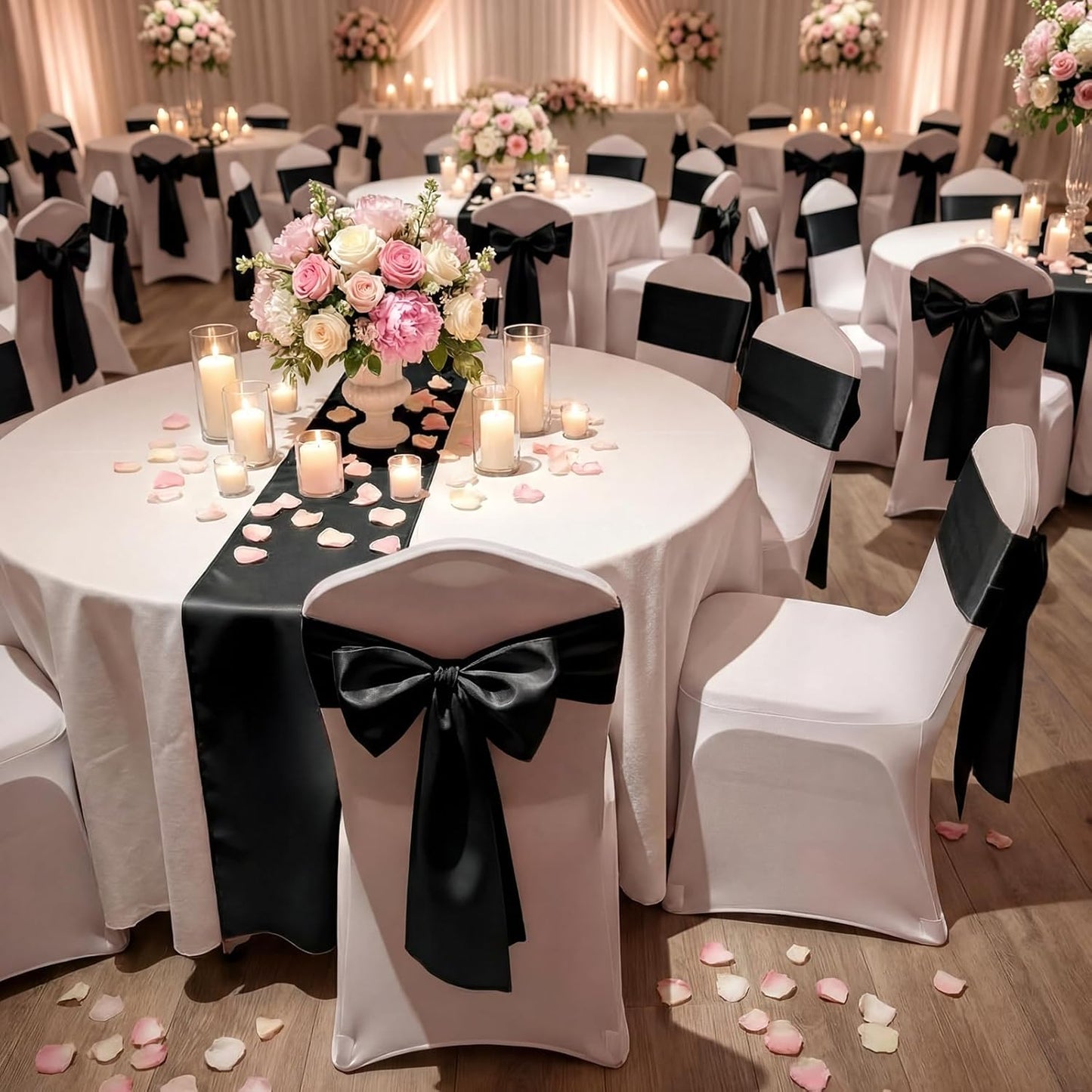 Suncalla Large Satin Bow Decorations - 3 Pcs 2 FT Wall Decor for Weddings, Birthdays & Parties | Black
