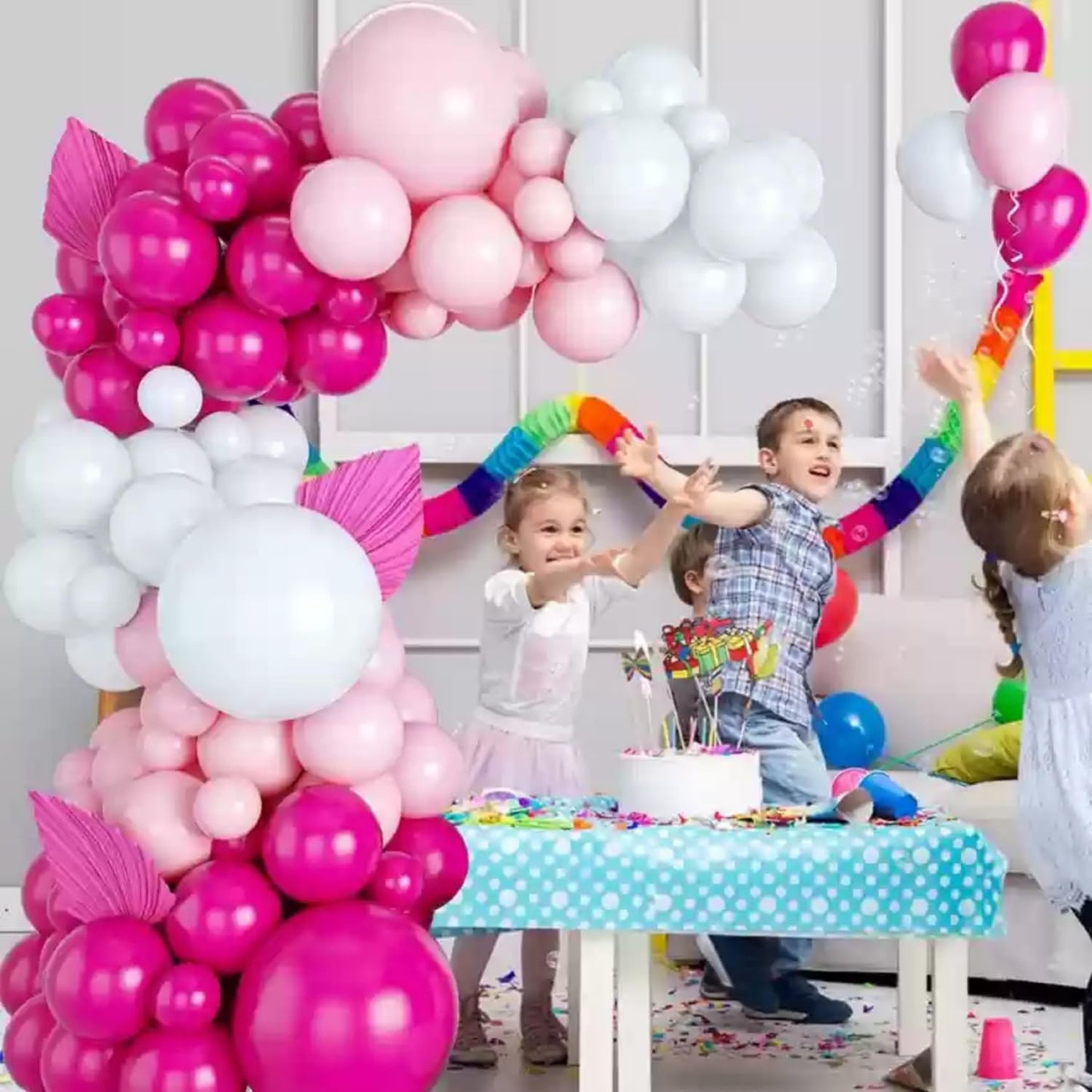 Pink and White Balloons Kit, 50pcs 12 Inch Light Pink Latex Balloon Pink Confetti Balloons for Birthday Wedding Baby Shower Party Decorations