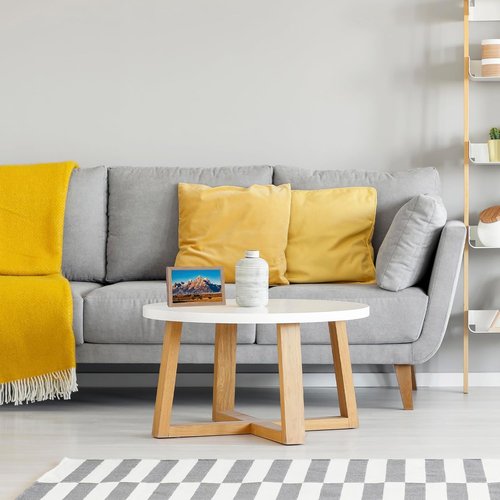 JCJMY 4x8 Picture Frame - Rustic Brown Wall Hanging & Tabletop Display | Shatter Resistant Plexiglass