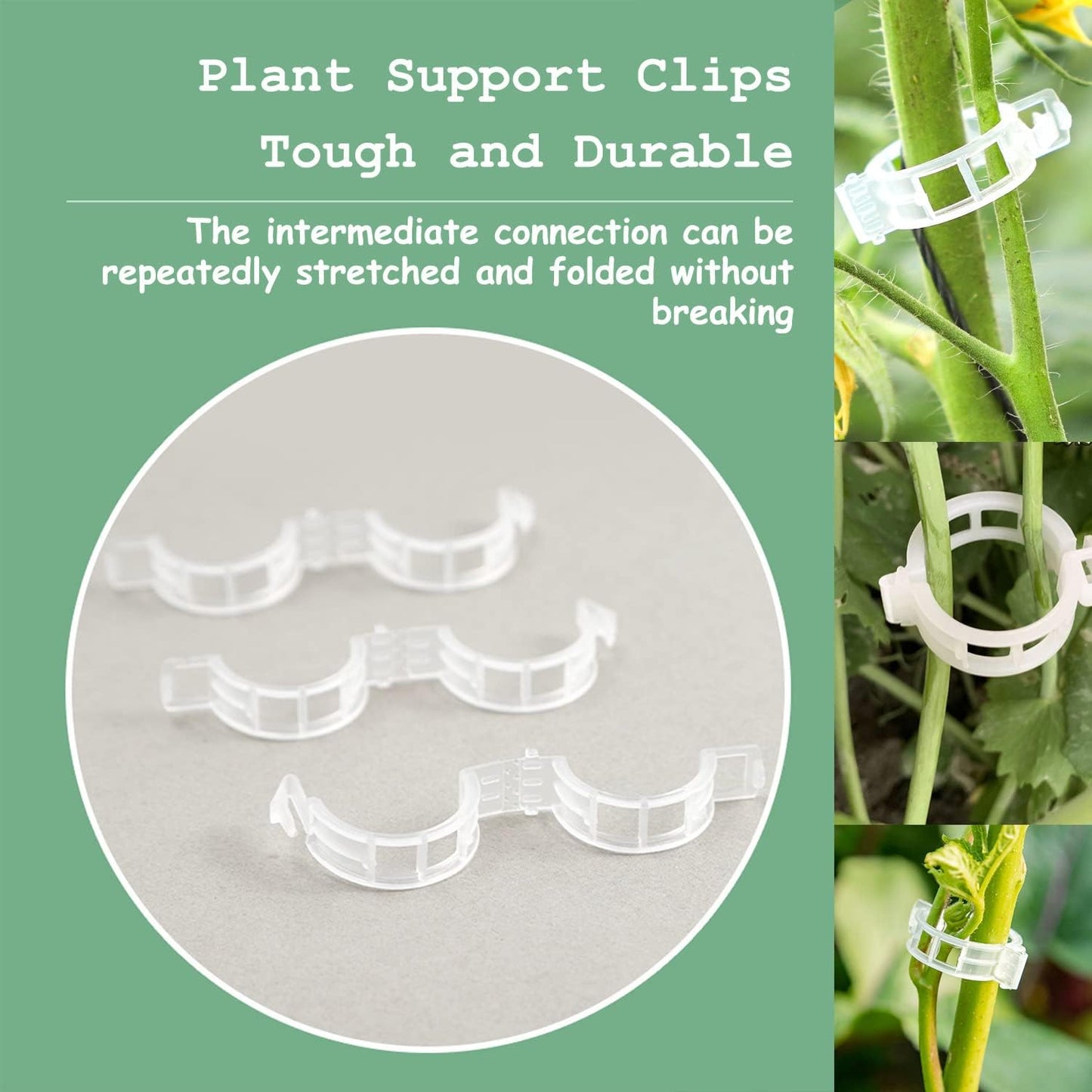 Skiennix Plant Support Clips - 300 PCS Garden Trellis Clips for Healthy Upright Growth of Vines, Vegetables, and Fruits