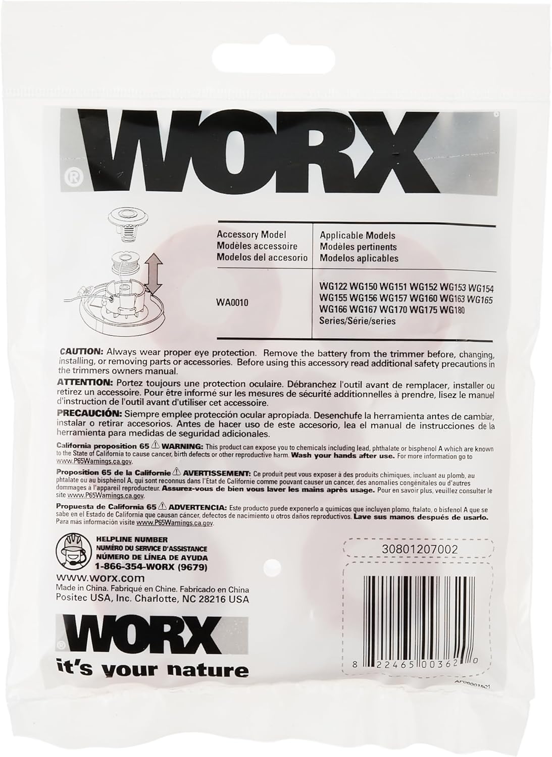 WORX Replacement Spool & Line for String Trimmers - 6-Pack | Durable & Easy to Install