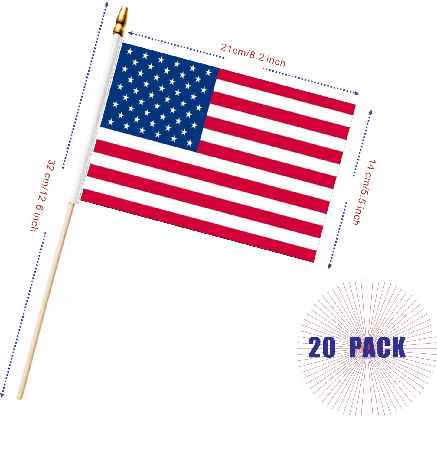 LUSEOAN 20 Pack Military Flag Set Small Mini Army Armed Forces All Branches Handheld Flags on Wooden Stick for Veterans Day,Memorial Day,US Fourth of July Decorations,5x8 Inch