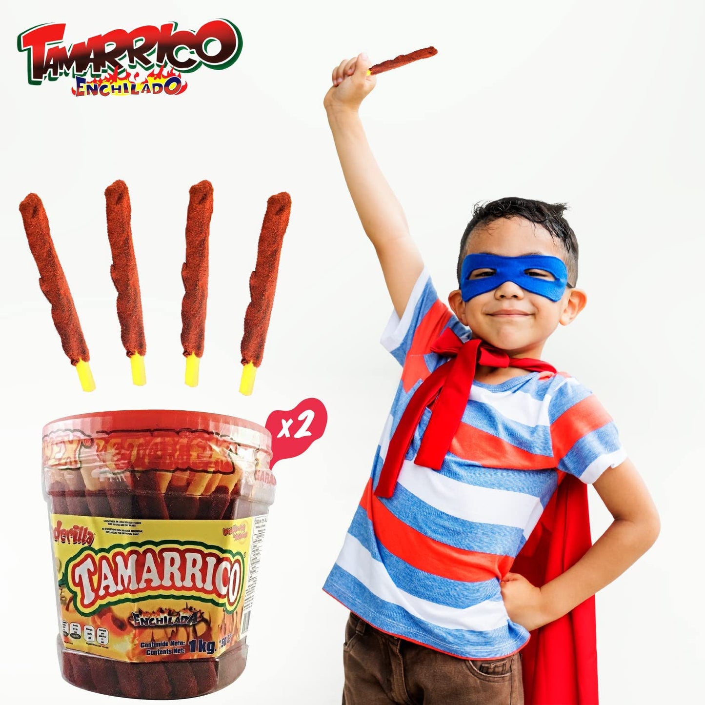 2 Pack BETAMEX Tamarrico Candy Tamarind Flavor Sticks 50 Pcs 1kg/2.2pounds – Mexican Candy – Chili and Tamarind – Spicy Flavor