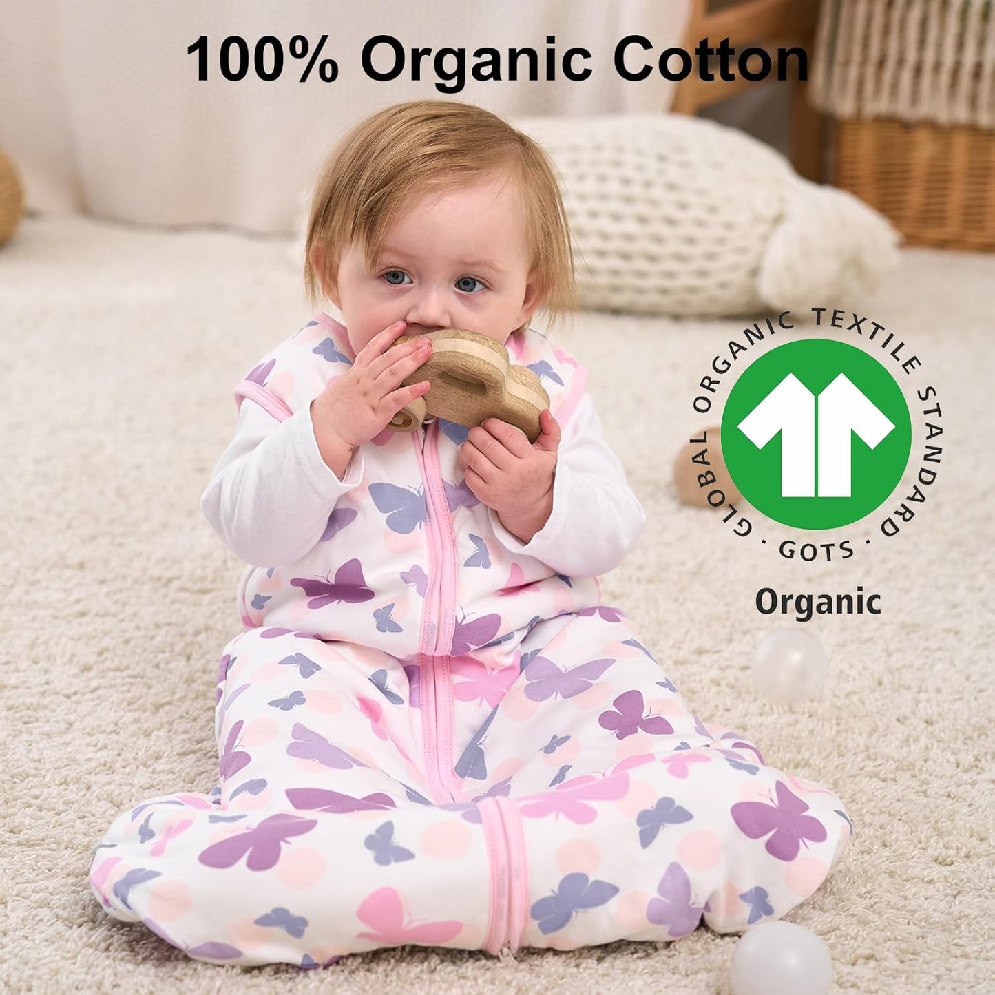 Yoofoss Baby Sleep Sack | 1.5 Tog Wearable Blanket for 6-12 Months | Soft Organic Cotton, 2-Way Zipper