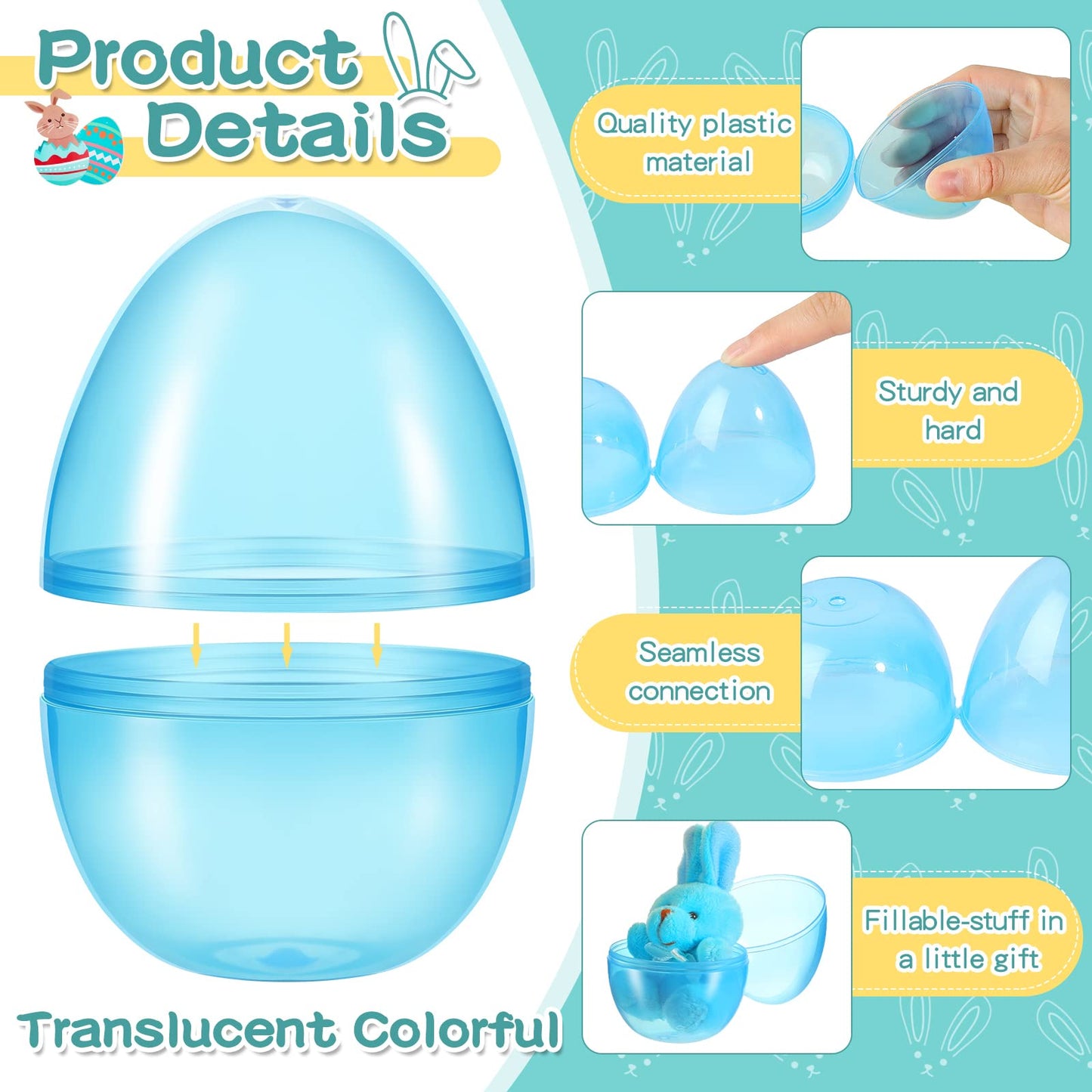 Meooeck 144 Pcs Fillable Plastic Easter Eggs Bulk 3.2'' Clear Mini Empty Colorful Easter Eggs for Prize Toys Filling Treats Basket Stuffers Filler Hunt Party Supplies Favors