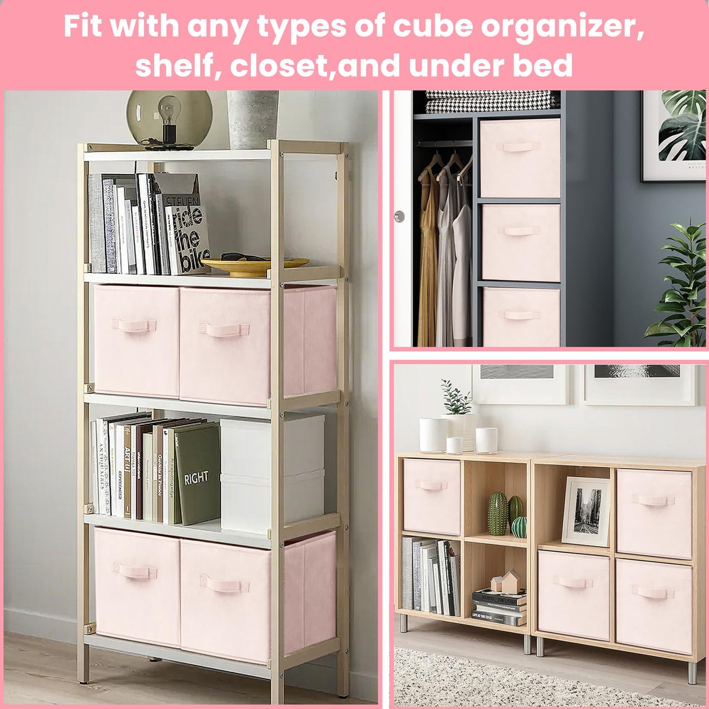 Criusia Storage Cubes - 13 Inch Heavy Duty Fabric Storage Bins for Shelves Closet Cube Organizer - 8 Pack Collapsible Cube Storage Bins Baskets for Clothes Blankets Toys - Nursery Organization