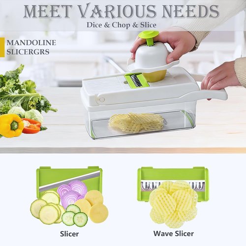 Dewpeton Pro-Series 20-in-1 Vegetable Chopper - Versatile Mandoline Slicer & Spiralizer for Onion Salad