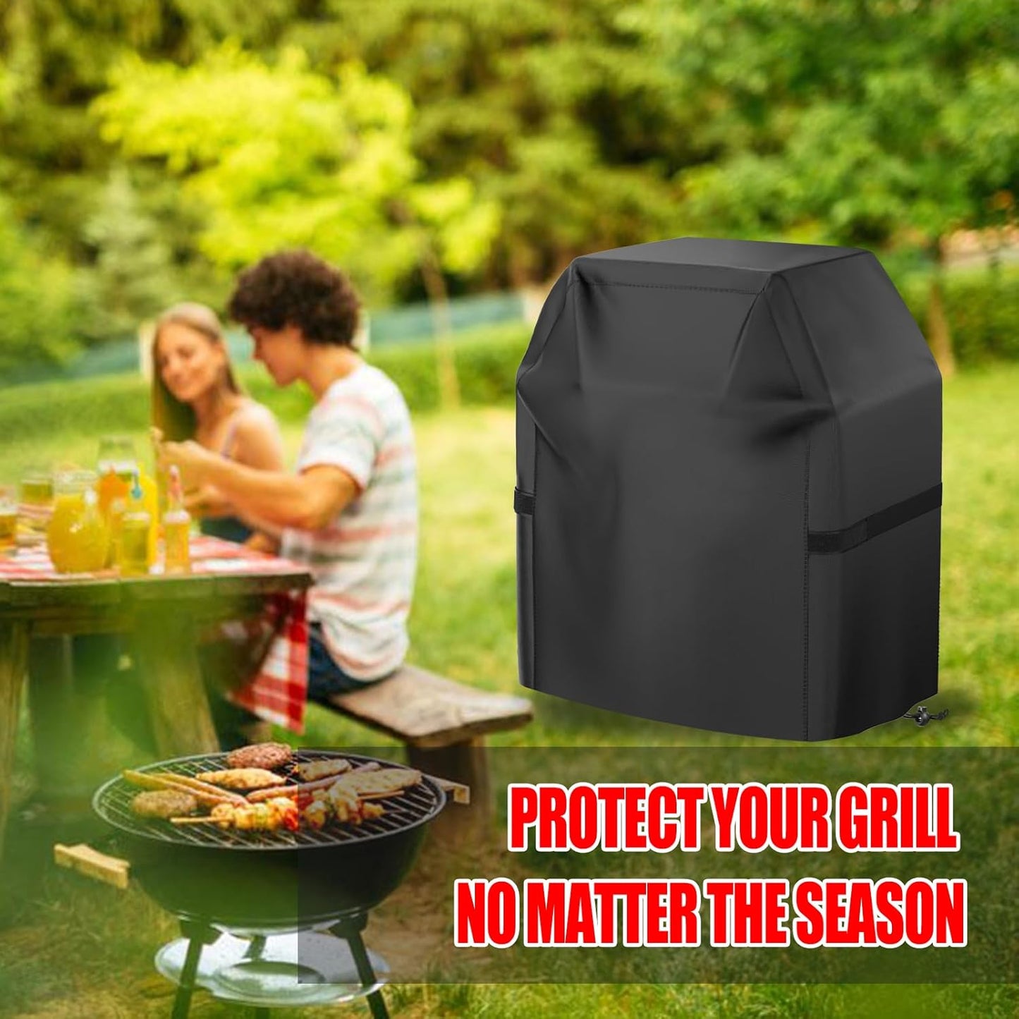 Skiennix 40-Inch Waterproof Gas Grill Cover - Weather Resistant & UV Protected | Black