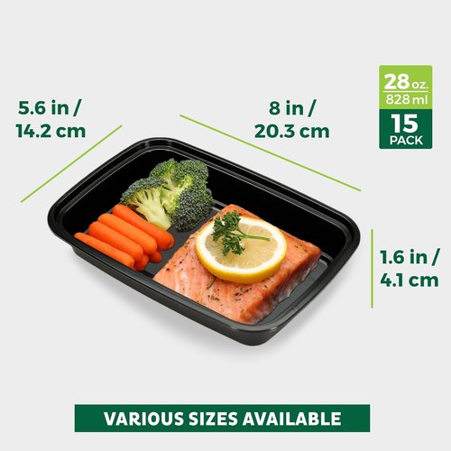Freshware Meal Prep Containers - 15 Compartment Food Storage Boxes | BPA-Free, Stackable, 28 oz, Microwave Safe