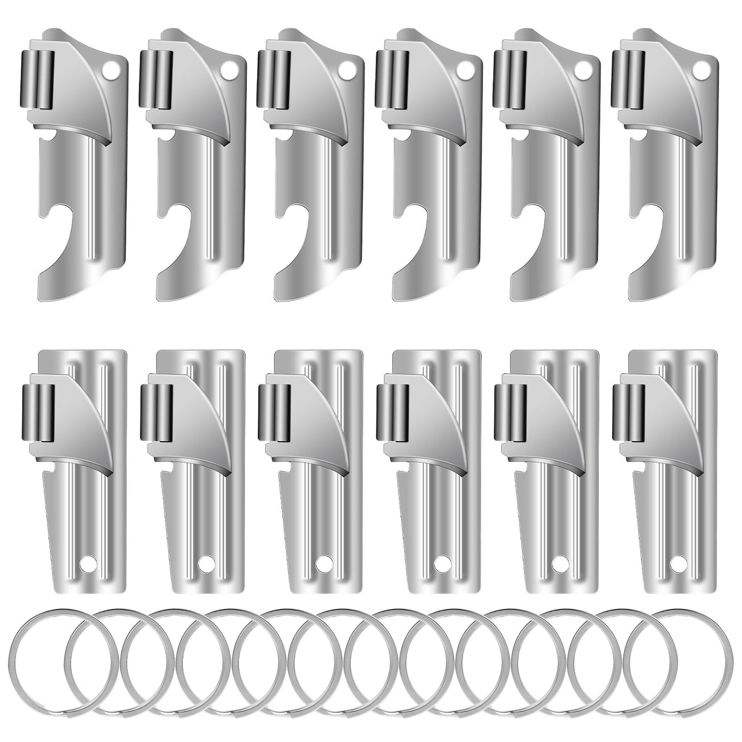 Tucnoeu 12pcs Can Opener,P-57 and P-51 Can Openers with Key Rings,Stainless Steel Camping Opener,Portable Army Survival for Traveling
