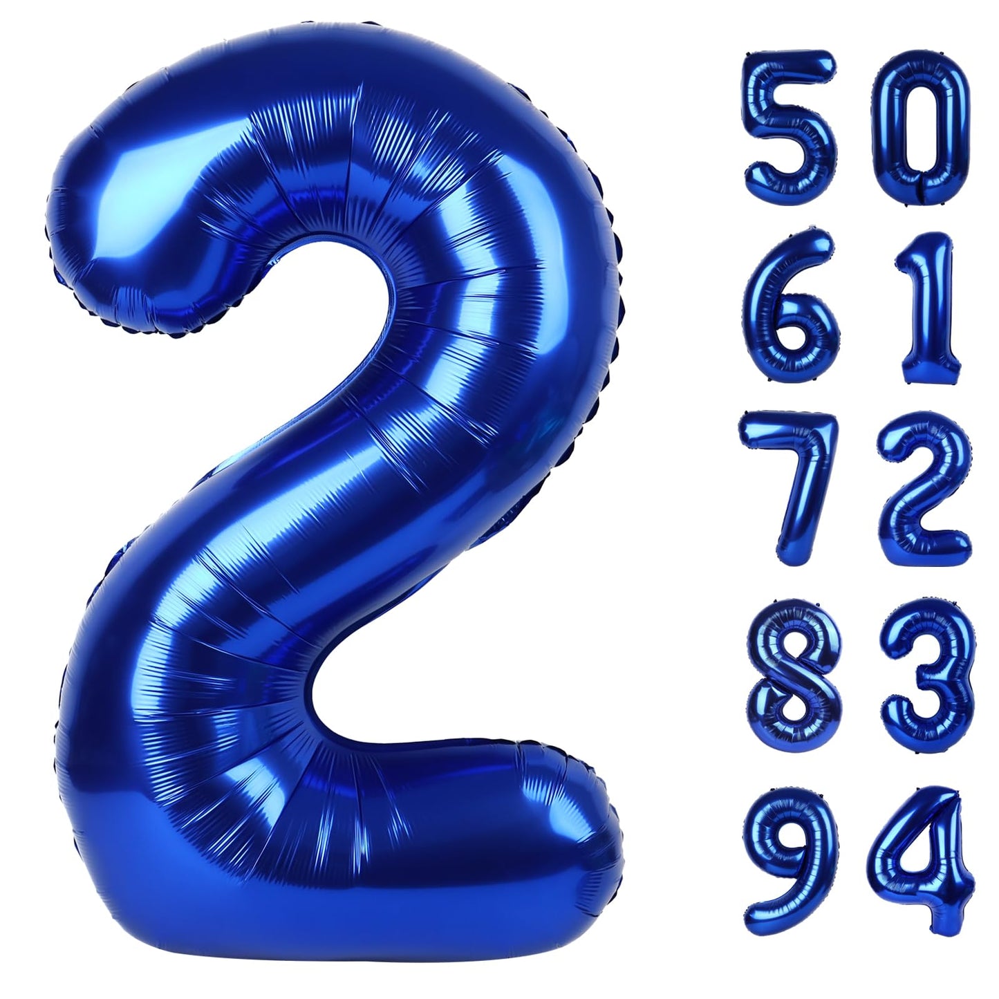 Night Blue 2 Balloon, Number Balloons 40 Inch, 2nd Balloon Number Birthday Decorations, Second Two Birthday Party Supplies, Number 2 Balloon