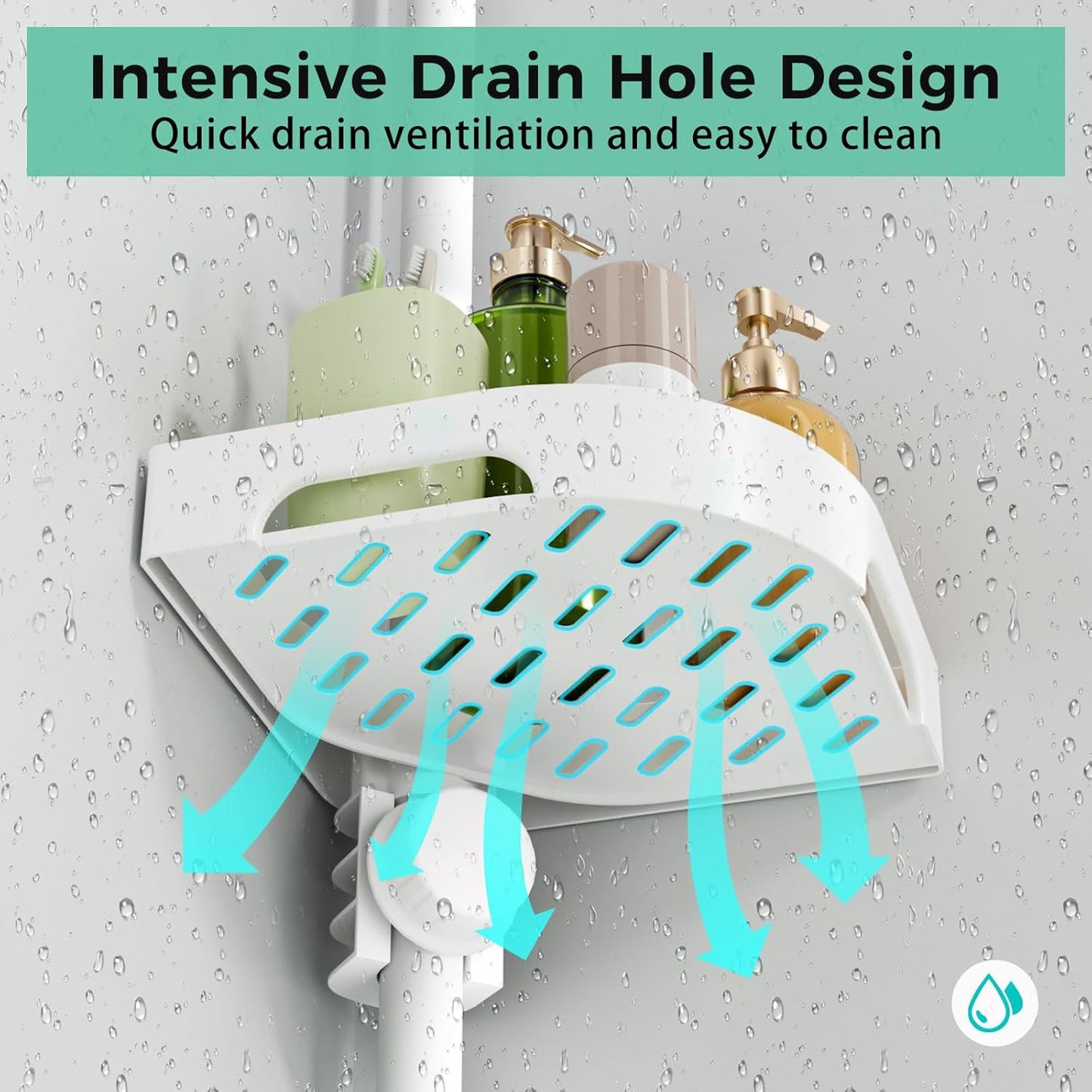 Shuang Qing 4-Tier Corner Shower Caddy - Adjustable Rustproof Metal Organizer | White Plastic Shelves with Safety Guardrail