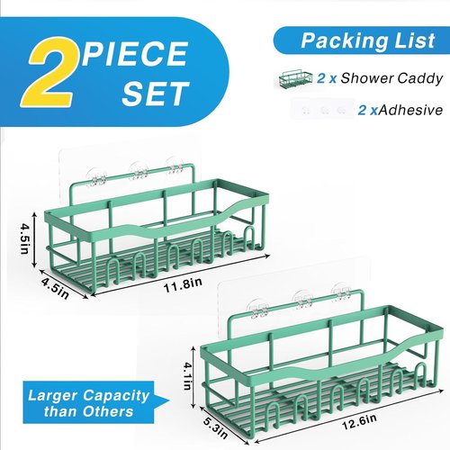 EUDELE Shower Caddy - 2 Pack Adhesive Organizer for Bathroom & Kitchen | Rustproof Stainless Steel, No Drilling
