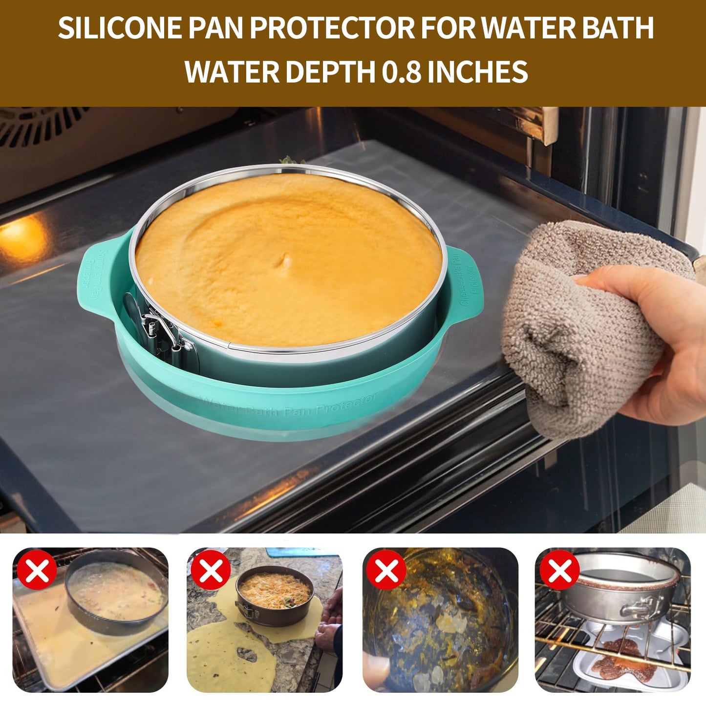 OYAOL 9 Inch Springform Pan - 304 Stainless Steel Nonstick Springform Cake Pan with Removable Bottom, 10 Inch Silicone Leakproof Cheesecake Pan Protector with Parchment Paper