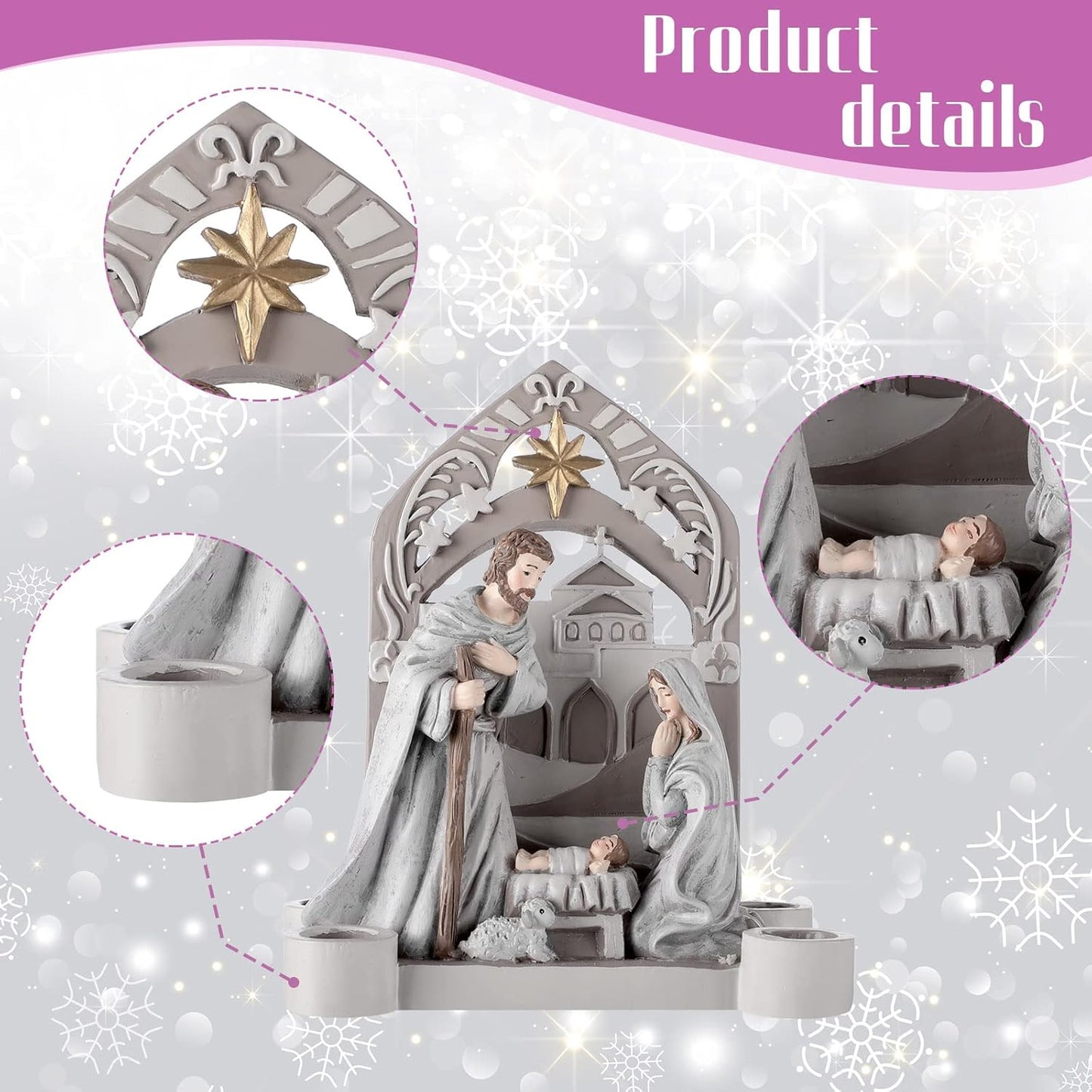 Regine Switzerland Nativity Advent Candle Holder - Holy Family Scene | Elegant Christmas Decor