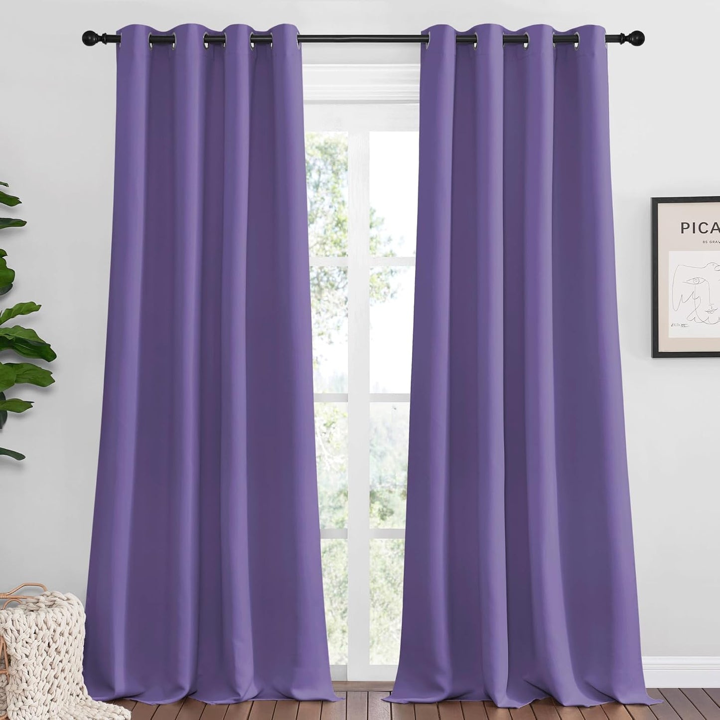 NICETOWN Blackout Curtains - Lilac Purple, 102" Long x 55" Wide, 2 Pieces | Sound Reducing & Thermal Insulation for Modern Spaces