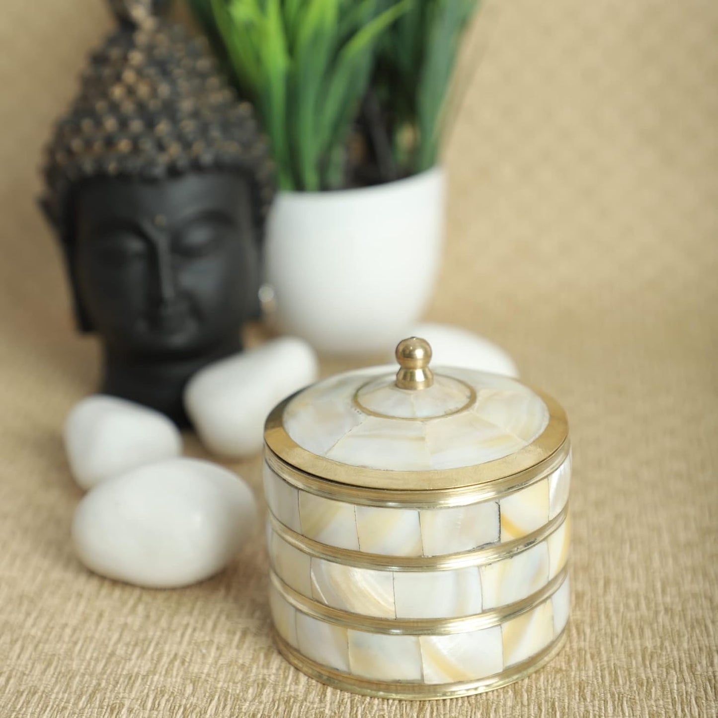 Decorative Jewelry Trinket Box Unique Gift For Home Décor Antique Metal Case with Mother of Pearl Sindoor Box/Coin Box (All Set Black)