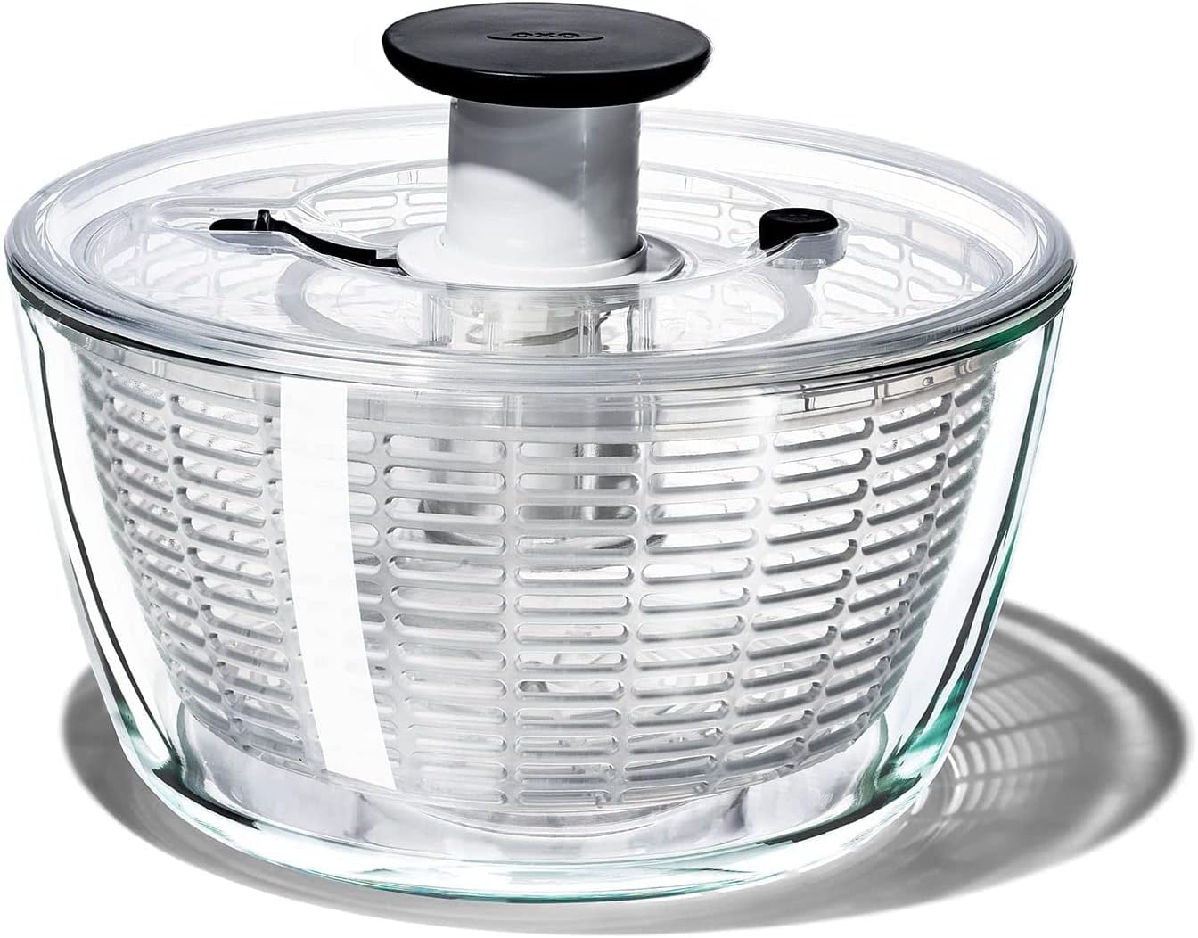 OXO Good Grips Glass Salad Spinner - Large 6.22-Qt Lettuce & Fruit Washer | BPA-Free Borosilicate Bowl