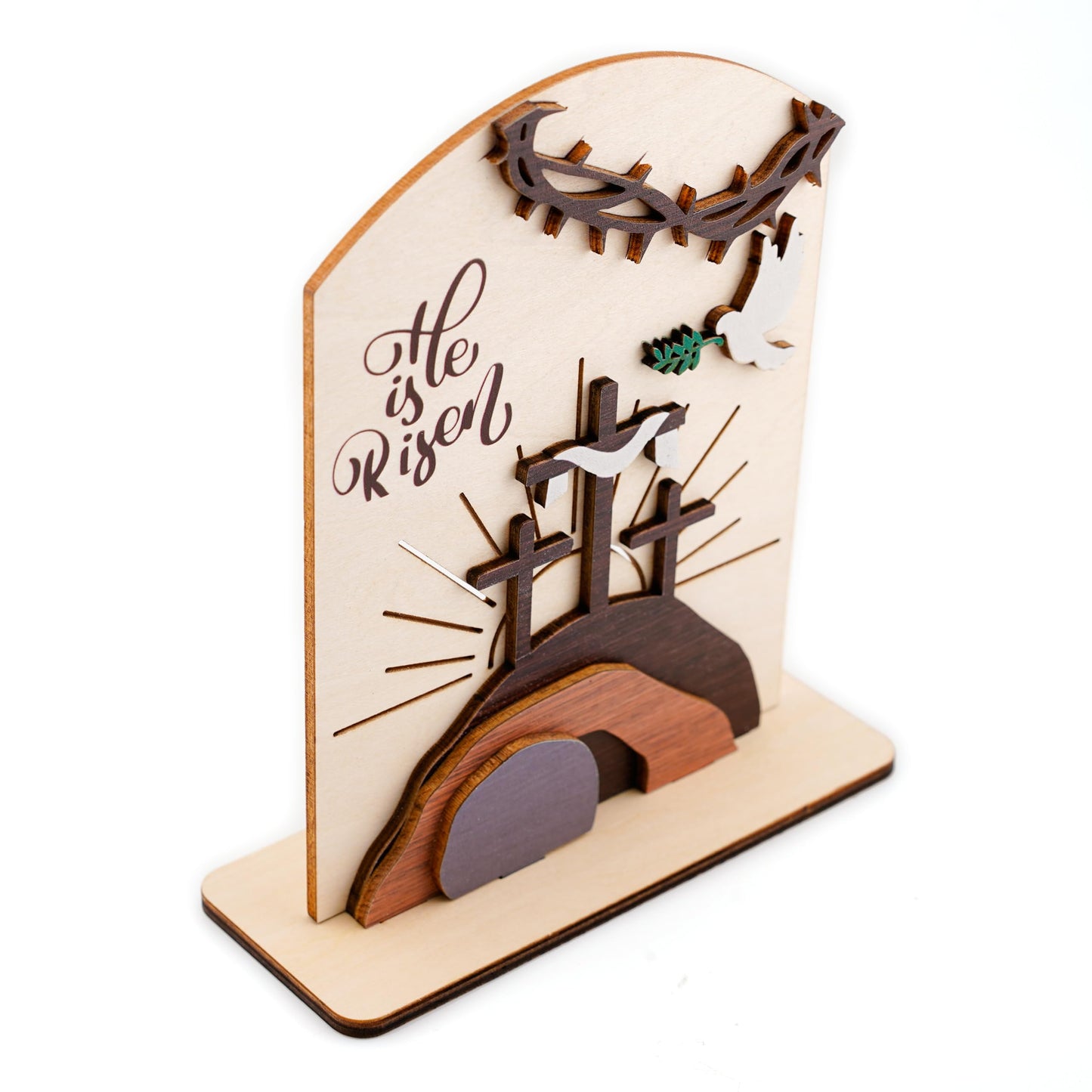 DuduCraft He is Risen Easter Resurrection Decor - Easter Decorations for Home - Empty Tomb Religious Resurrection Set Decoration for Table, Desk, Home