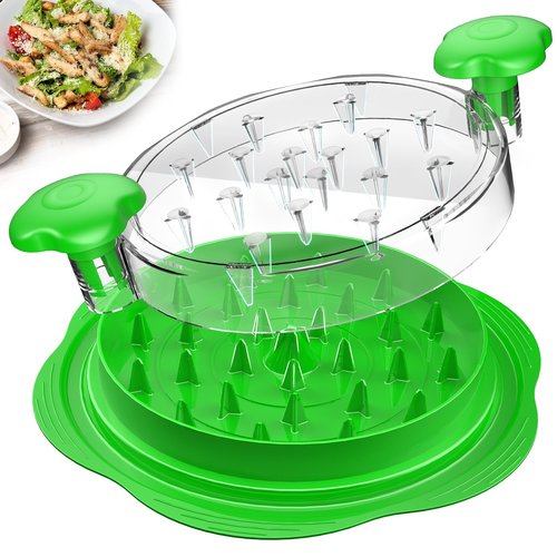 Chicken Shredder Large Chicken Breast Shredder Tool Twist with Brush&Fork, Visible Meat Shredder Machine, Strong Anti-Slip Strip, Ergonomic Handle, BPA Free, Suitable for Pork Beef Chicken(Green)