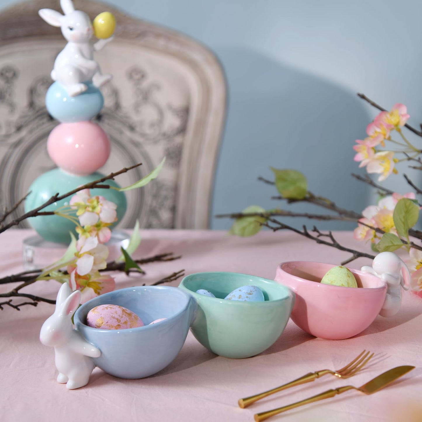 Newman House Studio Easter Candy Dish Nut Bowl - Home Decorations Three Snack Serving Dish Gifts for Snacks and Cookies 14.2" L x 3.9" W x 3.3" H