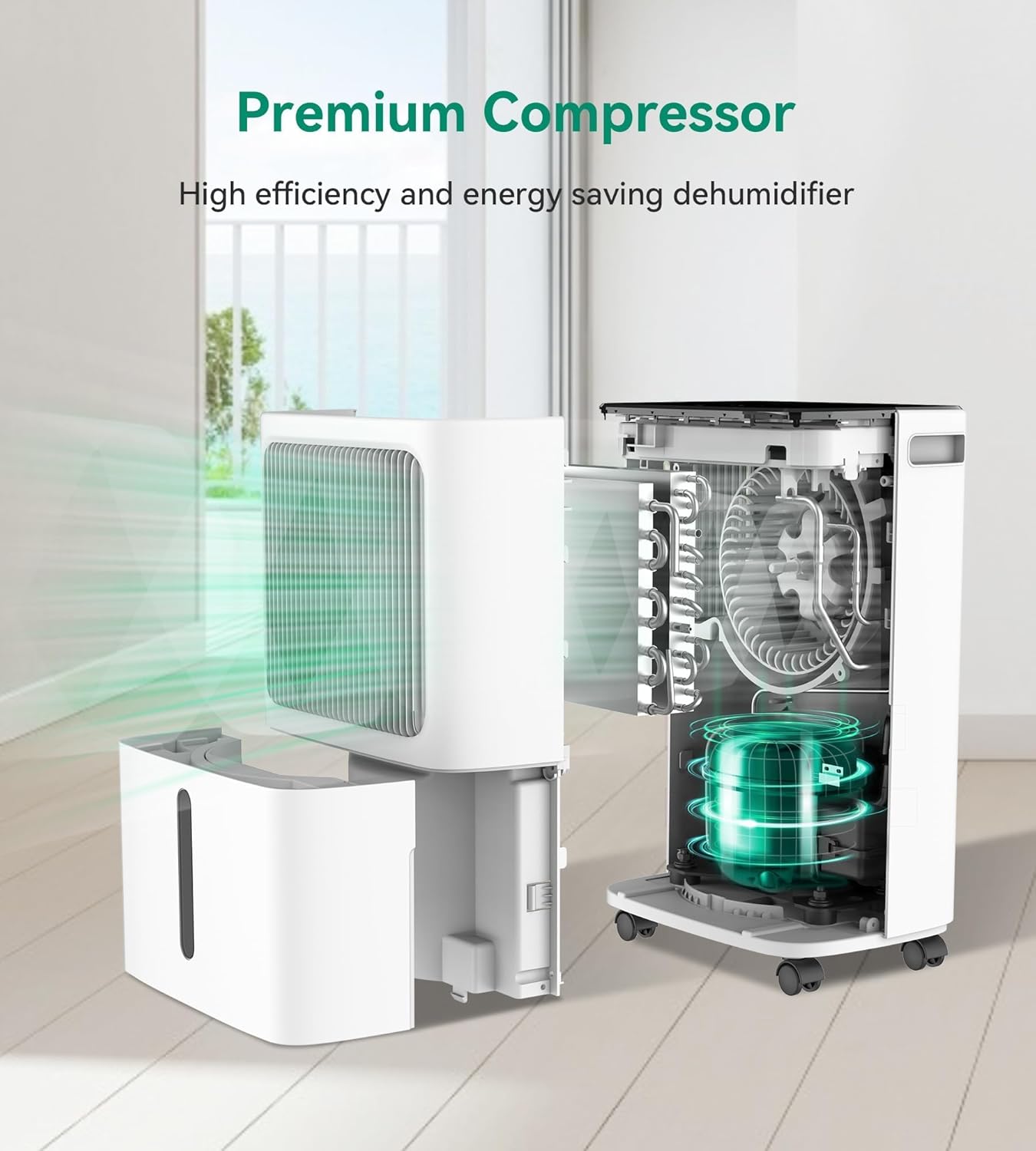 VEAGASO 2500 Sq.Ft Dehumidifier - Max 34 Pints, Intelligent Humidity Control, Three Modes, 24HR Timer