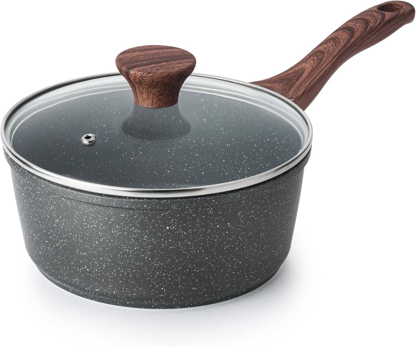 SENSARTE Nonstick Saucepan - 1.5 Quart Small Pot with Swiss Granite Coating & Stay-Cool Handle | PFOA Free