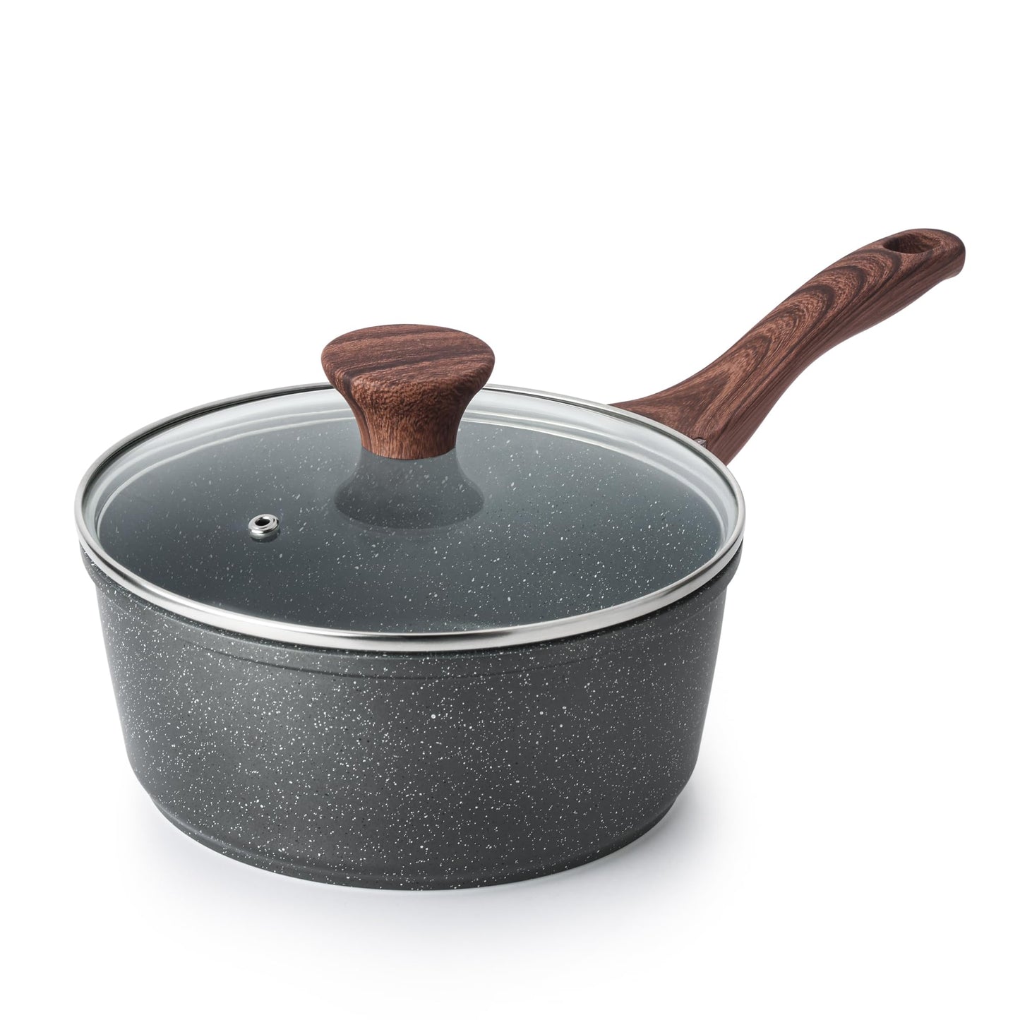 SENSARTE Saucepan Nonstick with Lid 2.5 Quarts Granite Coating Sauce Pot Medium Kitchen Cooking Pot, Induction Comptable, Free of Intentionally Added PFOA