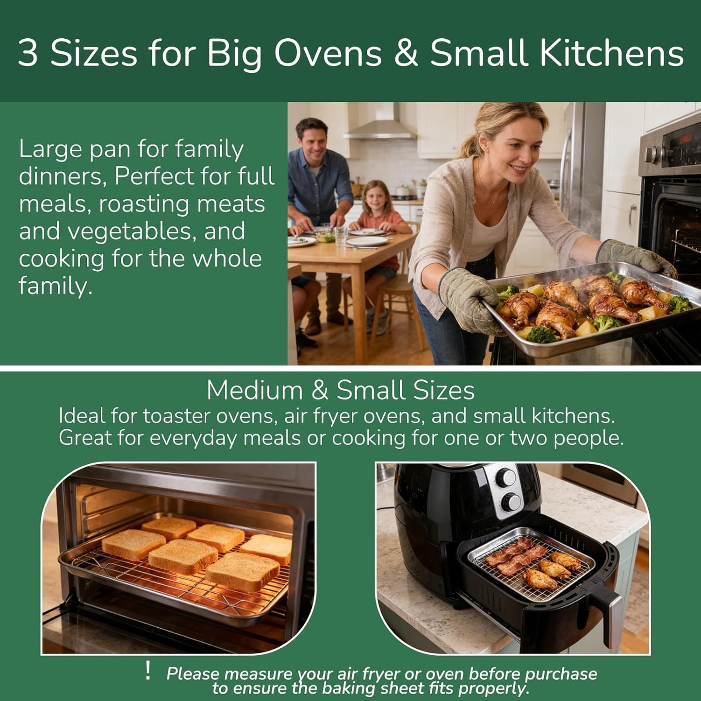 Skiennix 18/0 Stainless Steel Baking Sheet Set - Oven-Safe, Non-Toxic, Rust Resistant | 6-Piece Heavy-Duty Cookie Sheets