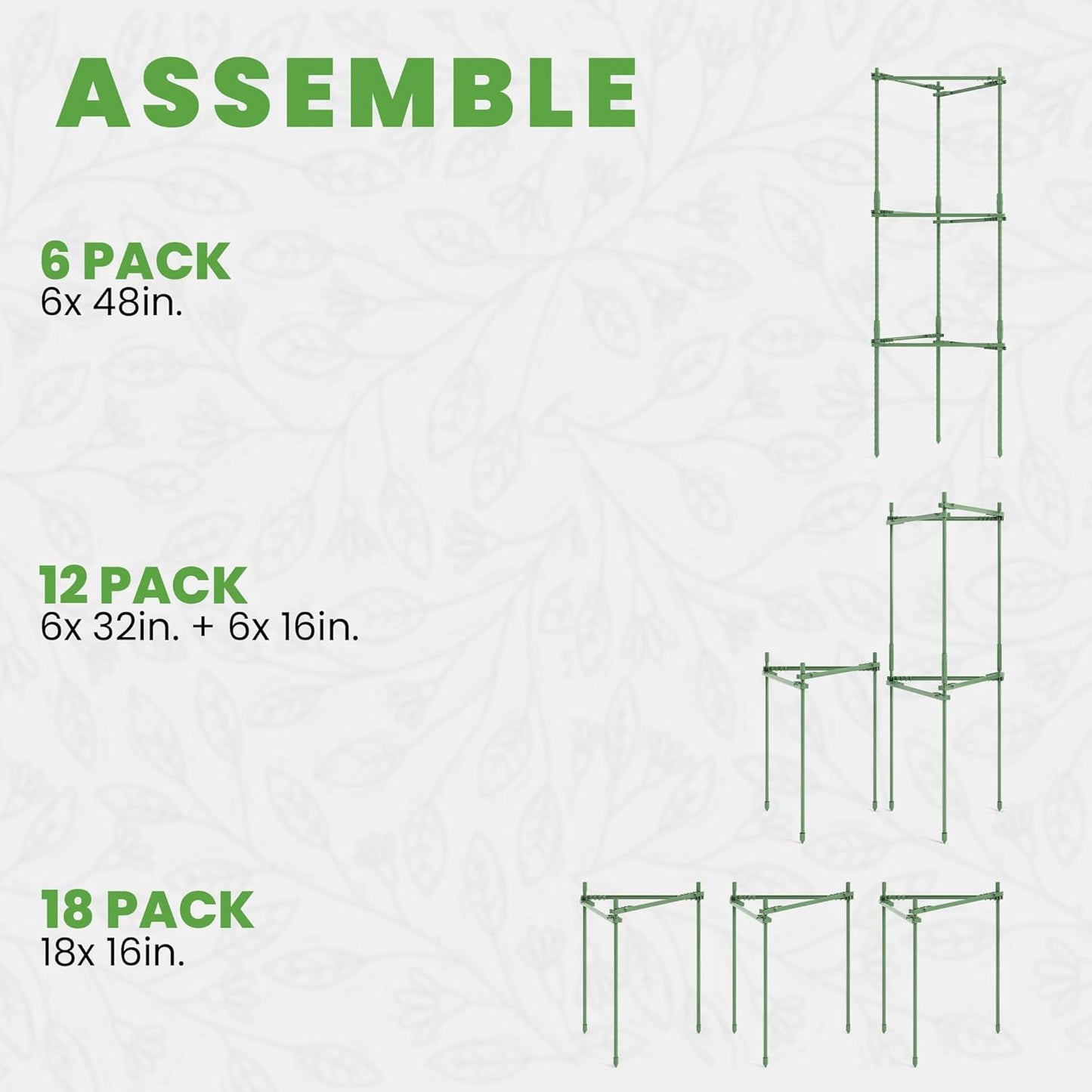 Tomato Cage - Durable Plant Support Structures for Vegetables | Tall 48-Inch Trellis Stakes (6 Pack)