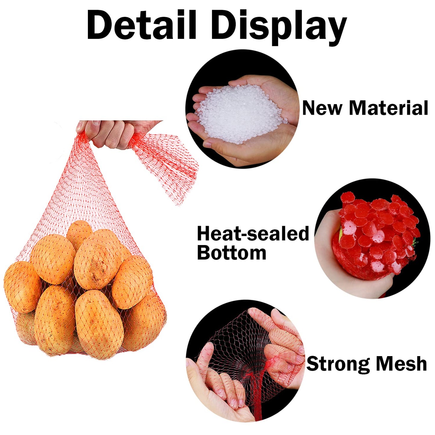Dupiulk Reusable Produce Mesh Bags, 24 Inch Seafood Boil Bags for Crab Clam Shellfish Crawfish Cooking, Onion Potato Storage Eco-friendly Fruit Vegetable Produce Packaging Supplies Net (100Pcs-Red)