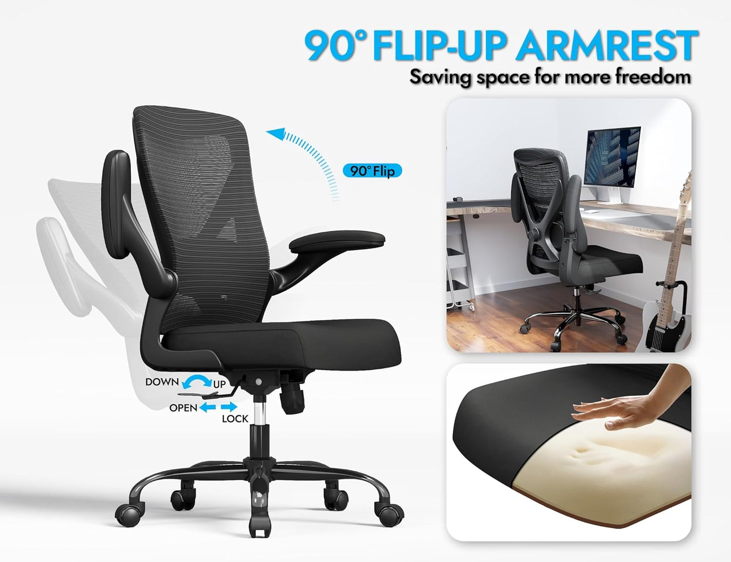Skiennix Ergonomic Office Chair - Adjustable Lumbar Support for Home, Gaming & Work | Comfortable Black Design