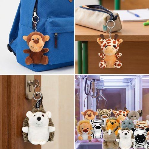 Arrozon 12 Pcs Small Stuffed Animals Bulk, 4.5 Inch Mini Stuffed Animals, Kindergarten Graduation Gifts, Classroom Keychain Plushies Toys Claw Machine Carnival Prizes, Party Favors for Kid