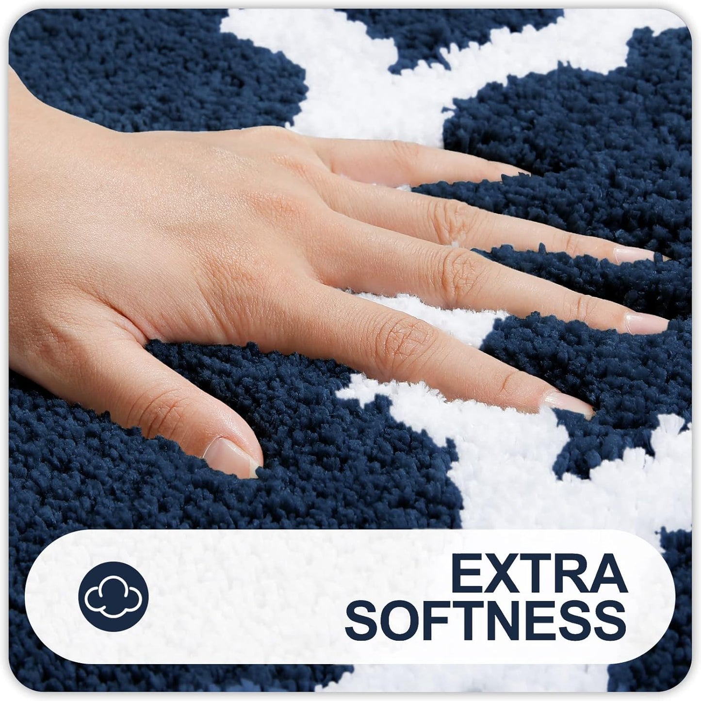 OLANLY Bathroom Rugs - Soft, Absorbent Microfiber Non-Slip Mats | 30x20 Navy Shaggy Shower Carpet