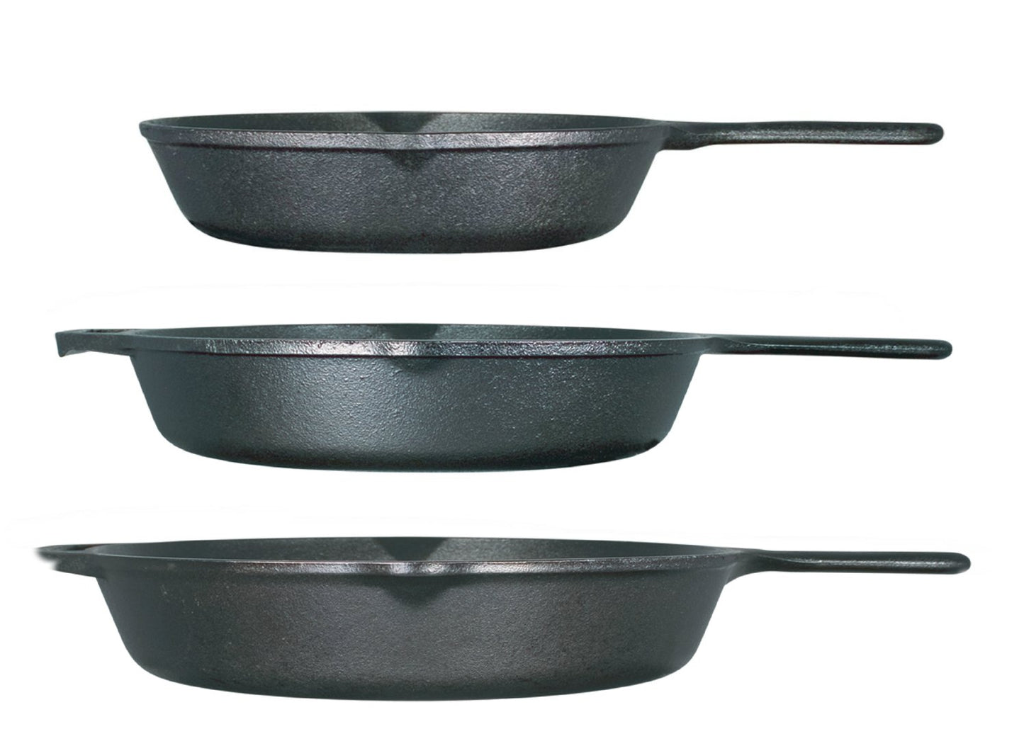 Lodge Seasoned Cast Iron 3 Skillet Bundle. 12 Inches and 10.25 Inches with 8 Inch Set of 3 Cast Iron Frying Pans