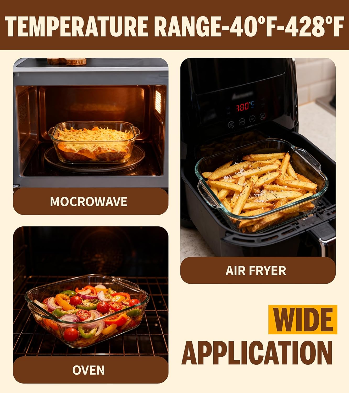 Regine Switzerland 6"x6" Baking Pan Set - Durable Glass Bakeware for Casseroles & Brownies | Perfect for Oven, Microwave & Air Fryer