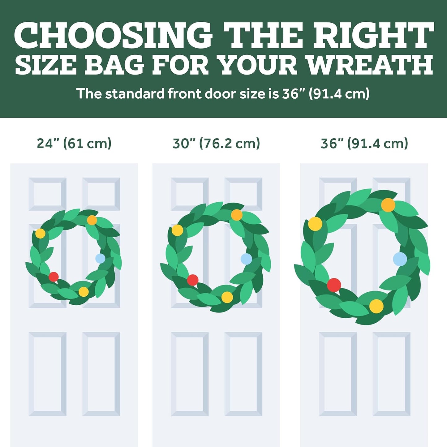 ZOBER Oxford Christmas Wreath Storage Bag - 30 Inch Waterproof Container with Dual Zippers & Durable Handles - Gray